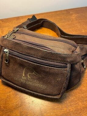 Vintage Duck Unlimited Brown Fanny Pack Waist Bag Multi Pocket Outdoor Hunting